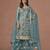 Blue net semi stitched suit with embroidery work