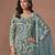 Blue net semi stitched suit with embroidery work
