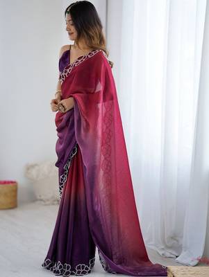 multicolor ombre beads and stones satin saree 3