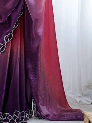 multicolor ombre beads and stones satin saree 4