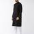 black cotton men's kurta with white churidar pajama