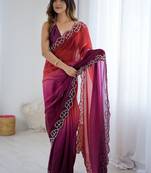 multicolor ombre zari satin designer saree