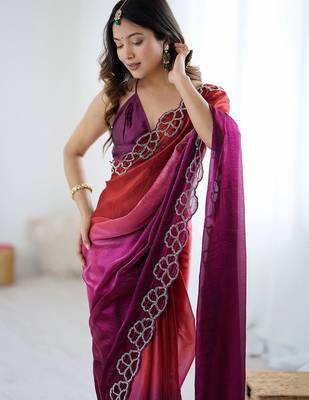 multicolor ombre zari satin designer saree 2
