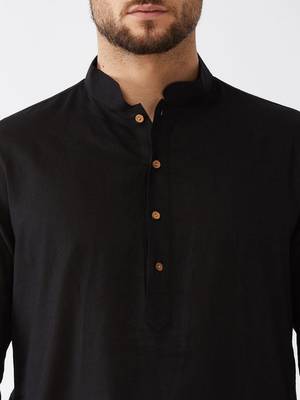 black cotton men's kurta with white churidar pajama 4