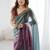 multicolor embellished ombre beads & stones zari satin saree