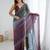 multicolor embellished ombre beads & stones zari satin saree