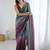 multicolor embellished ombre beads & stones zari satin saree