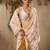 cream floral embroidered muga cotton saree with unstitched blouse