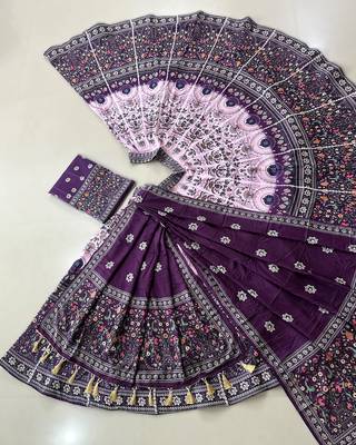 purple  ajarakh print rayon  lehenga choli 7