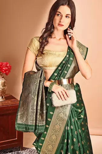 green woven design designer banarasi saree