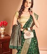 green woven design designer banarasi saree