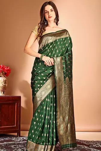 green woven design designer banarasi saree