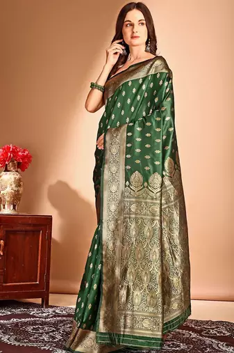 green woven design designer banarasi saree