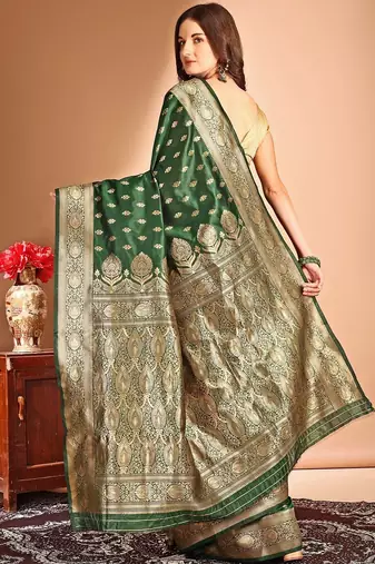 green woven design designer banarasi saree