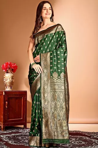 green woven design designer banarasi saree