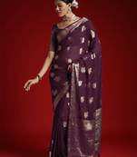burgundy ethnic motifs georgette designer banarasi saree
