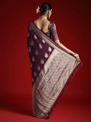 burgundy ethnic motifs georgette designer banarasi saree 2
