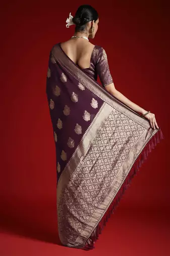 burgundy ethnic motifs georgette designer banarasi saree