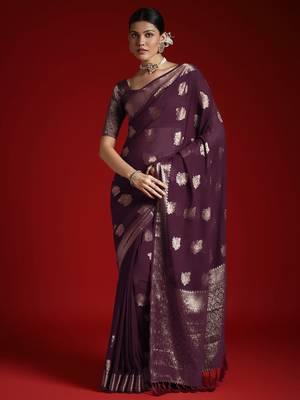 burgundy ethnic motifs georgette designer banarasi saree 3