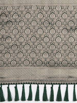 green ethnic motifs woven design zari georgette banarasi saree 5
