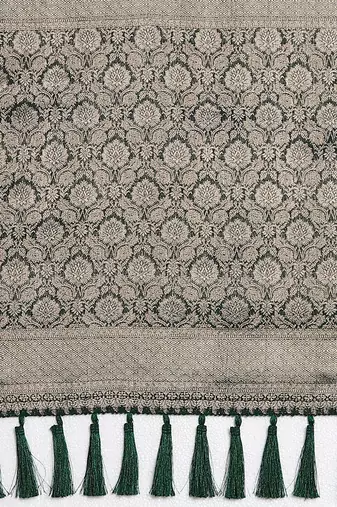 green ethnic motifs woven design zari georgette banarasi saree