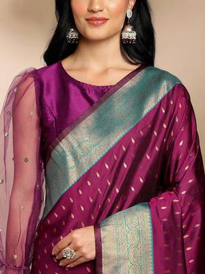 purple & gold-toned ethnic motifs woven design zari kanjeevaram saree 5