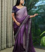 purple ombre stone work saree