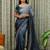 teal art silk blend ombre stone work saree