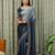 teal art silk blend ombre stone work saree