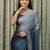 teal art silk blend ombre stone work saree