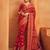 red ethnic motifs poly georgette designer saree