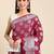 burgundy & silver-toned ethnic woven design organza banarasi saree