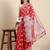 red red & silver-toned ethnic woven design organza banarasi saree