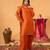 Orange silk blend embroidered farshi salwar set