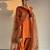 Orange silk blend embroidered farshi salwar set