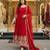 Red georgette embroidered flared gown set