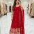 Red georgette embroidered flared gown set