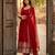 Red georgette embroidered flared gown set