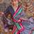 Grey ethnic motifs silk blend sungudi saree