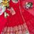 Red georgette embroidered flared gown set