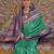 Teal ethnic motifs printed zari sungudi saree