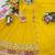 Yellow georgette embroidered flared gown set