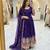Purple georgette embroidered flared gown set
