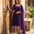 Purple georgette embroidered flared gown set