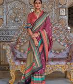 Burgundy ethnic motifs sungudi saree