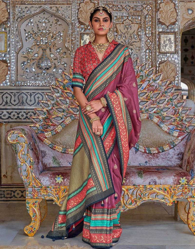 Burgundy ethnic motifs sungudi saree