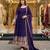 Purple georgette embroidered flared gown set