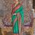 Teal ethnic motifs zari sungudi saree