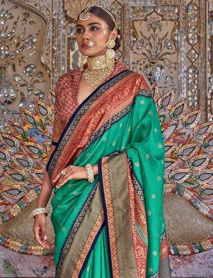 Teal ethnic motifs zari sungudi saree 3