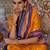 Mustard ethnic motifs printed sungudi saree